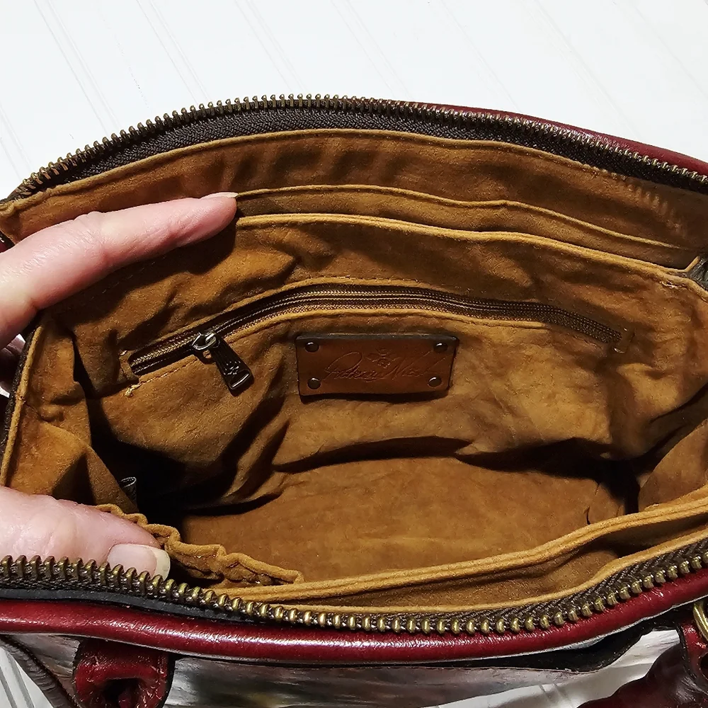 Patricia Nash Paris Leather Floral Crossbody Satchel - Picture 7 of 11